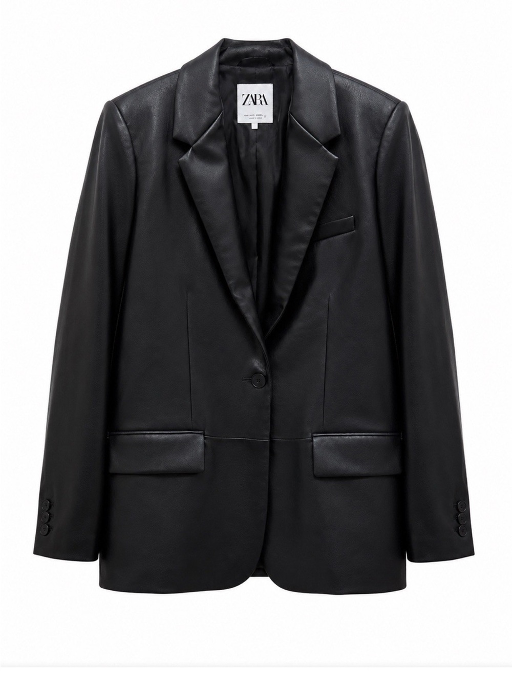 Zara Black Faux Leather Blazer